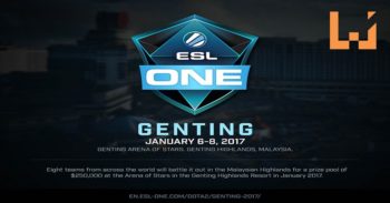 ESL One Dota 2 赛事将在 2017 年 1 月在 Resorts World Genting 举办！奖金总额一百万马币！