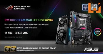 ASUS ROG举行促销！购买X299系列电脑主板加指定显卡就送你RM100的Steam Wallet！