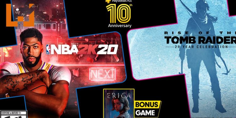 庆祝PS PLUS 10周年纪念！官方宣布7月PS PLUS免费游戏为《Rise of the Tomb Raider》20周年版，《NBA 2K20》和《Erica》！