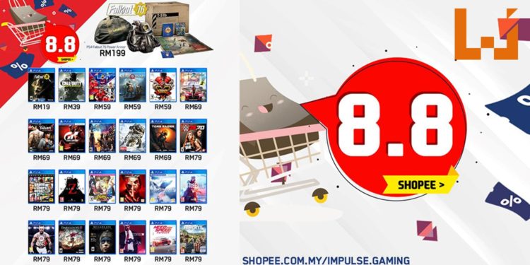 大马零售商Impulse Gaming在Shopee举办8.8大促销！众多PS4游戏和《Digimon》20周年Pet Monster暴龙机都有特价！