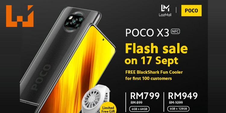 POCO X3 NFC Lazada限时促销！POCO X3 NFC有折扣！首100位顾客可获得BlackShark Fun Cooler！