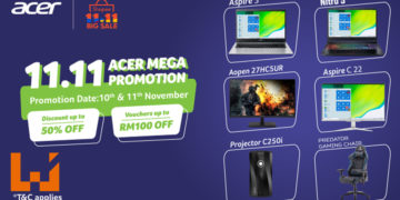 Acer Malaysia举行双11促销活动！折扣最高50%！