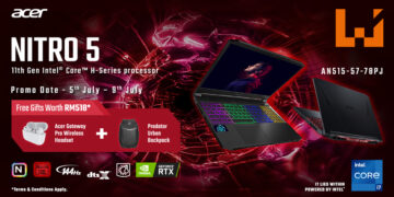 第11代处理器的Acer Nitro 5笔电正式上市！配合7.7年中促销Acer产品折扣高达50%！