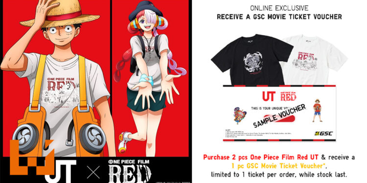 大马UNIQLO与GSC合作！购买《One Piece Film: RED》联动T恤将会附赠戏票！