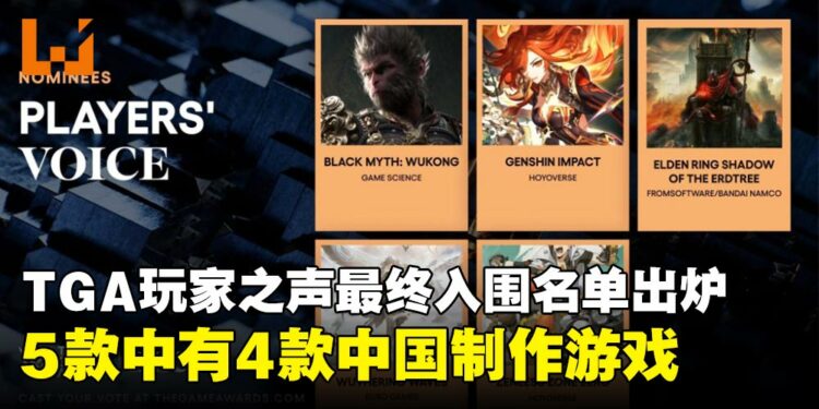 The Game Awards 玩家之声最终入围名单出炉！网民：这是中国玩家之声？