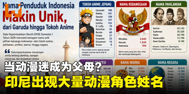 印尼民事登记数据出现大量动漫角色相关姓名,从鸣人、佐助到路飞与哆啦A梦都有